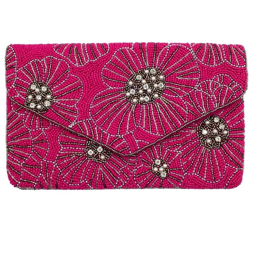 Peony Beaded Clutch